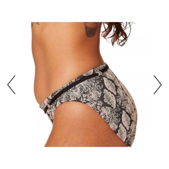 Andie Swim The Riviera High Waisted Belted Bikini Bottom Black Snake Print Sz M - Picture 2 of 9